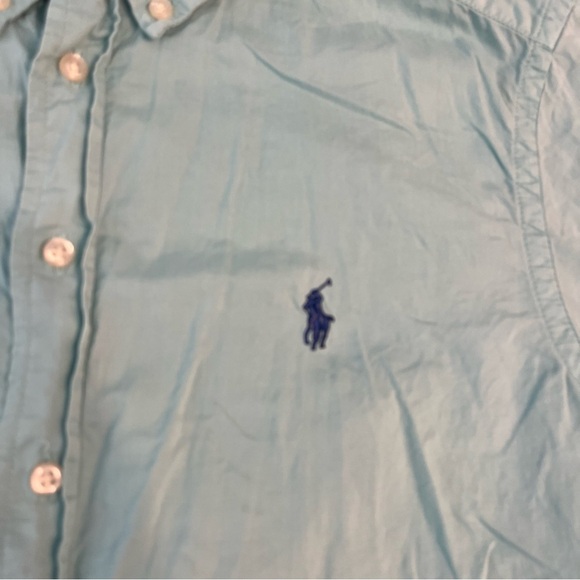 Ralph Lauren light turquoise short sleeve button down size medium 10-12 - Picture 2 of 6